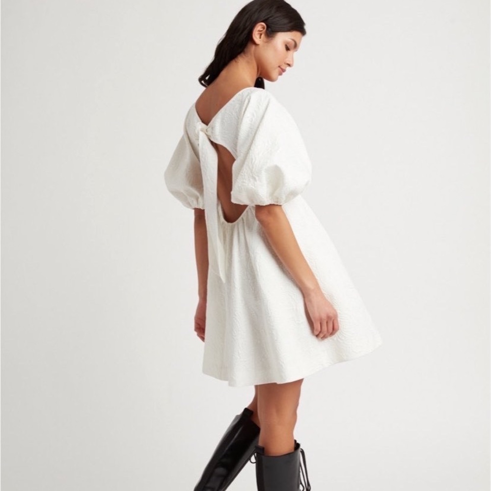 Backless Puff Sleeve Mini Dress